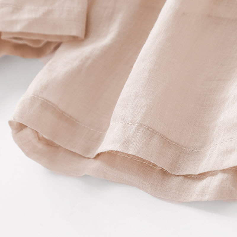 Pantalon large d'été en coton et lin double épaisseur avec broderie Buddha Stones et poches pour femme - image 23