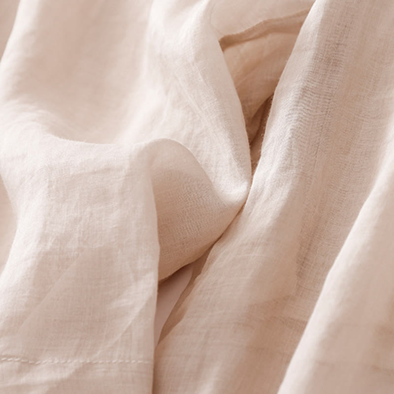 Pantalon large d'été en coton et lin double épaisseur avec broderie Buddha Stones et poches pour femme - image 22