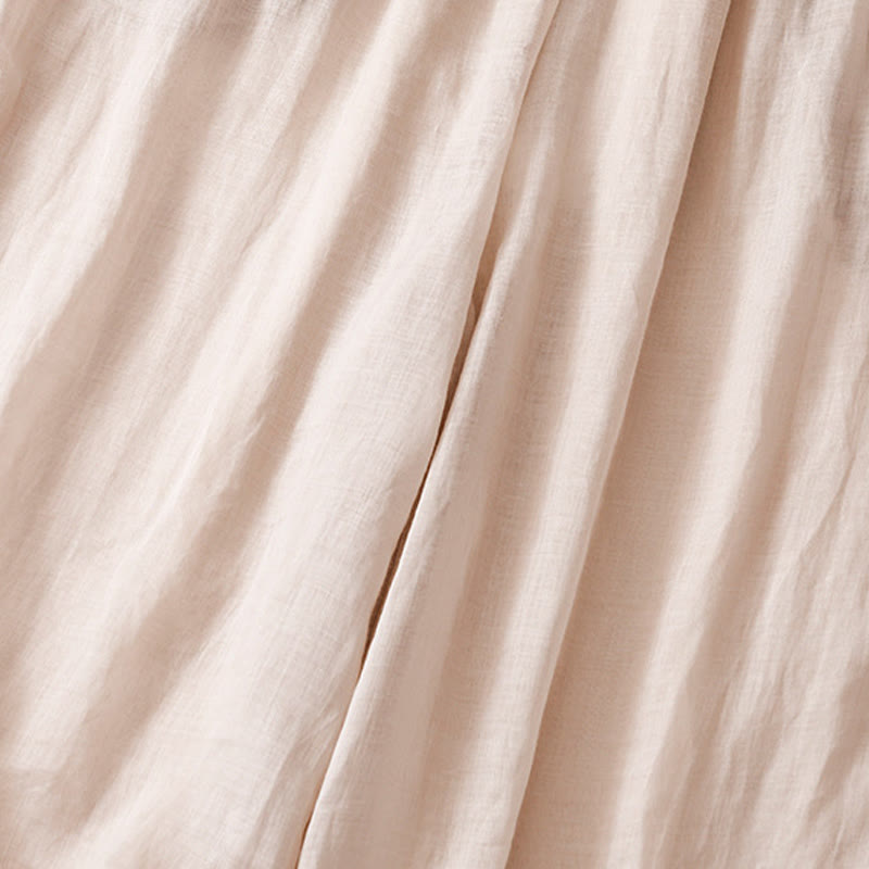 Pantalon large d'été en coton et lin double épaisseur avec broderie Buddha Stones et poches pour femme - image 21