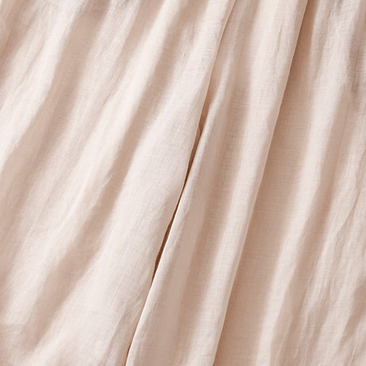 Pantalon large d'été en coton et lin double épaisseur avec broderie Buddha Stones et poches pour femme - image 21