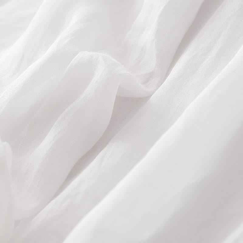 Pantalon large d'été en coton et lin double épaisseur avec broderie Buddha Stones et poches pour femme - image 27