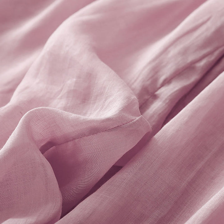 Pantalon large d'été en coton et lin double épaisseur avec broderie Buddha Stones et poches pour femme - image 12