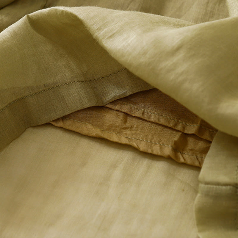 Pantalon large d'été en coton et lin double épaisseur avec broderie Buddha Stones et poches pour femme - image 4