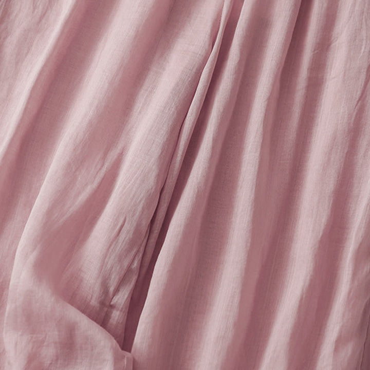 Pantalon large d'été en coton et lin double épaisseur avec broderie Buddha Stones et poches pour femme - image 11