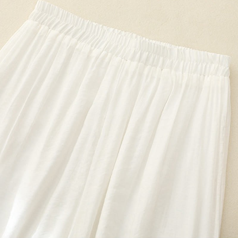 Pantalon large en coton et lin pour femme, broderie artistique de Buddha Stones, double épaisseur, grenouille chinoise, bouton fendu