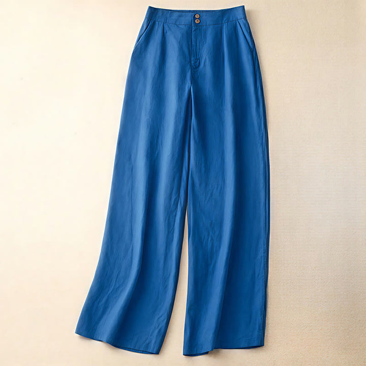 Pantalon large en lin pour femme, style décontracté et simple, avec poches zippées, motif Buddha Stones , été - Bleu royal - US8-10，UK/AU12-14，EU40-42 (2XL) - image 17
