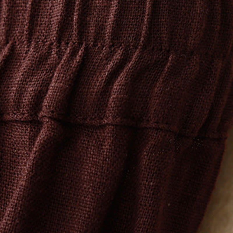 Pantalon large en lin pour femme, style décontracté et simple, avec poches zippées, motif Buddha Stones , été - image 29