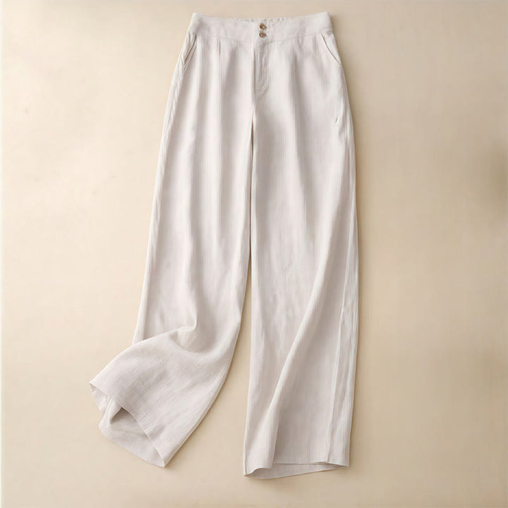 Pantalon large en lin pour femme, style été décontracté, avec fermeture éclair et poches , Buddha Stones - Lin - US8-10，UK/AU12-14，EU40-42 (2XL) - image 10