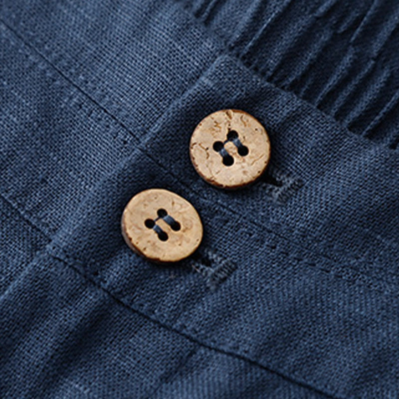 Pantalon large en lin pour femme, style décontracté et simple, avec poches zippées, motif Buddha Stones , été - image 58