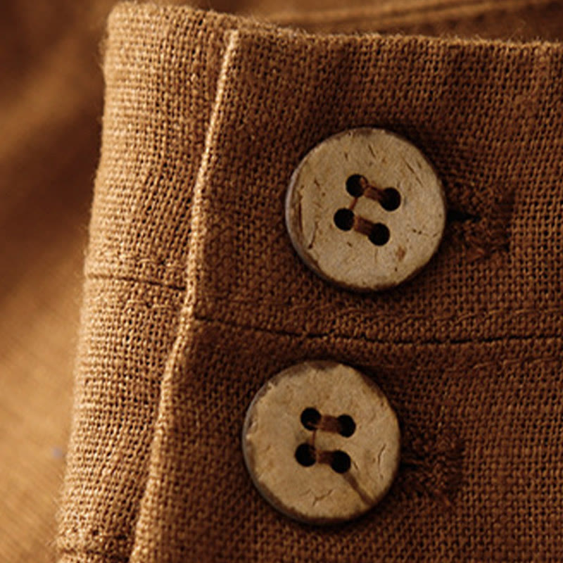 Pantalon large en lin pour femme, style décontracté et simple, avec poches zippées, motif Buddha Stones , été - image 34