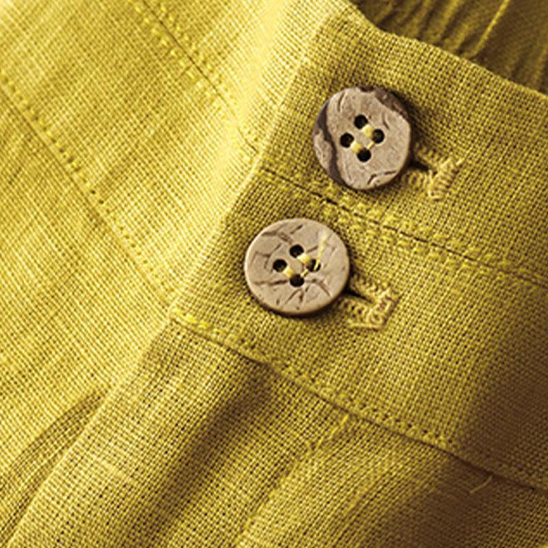 Pantalon large en lin pour femme, style décontracté et simple, avec poches zippées, motif Buddha Stones , été - image 53