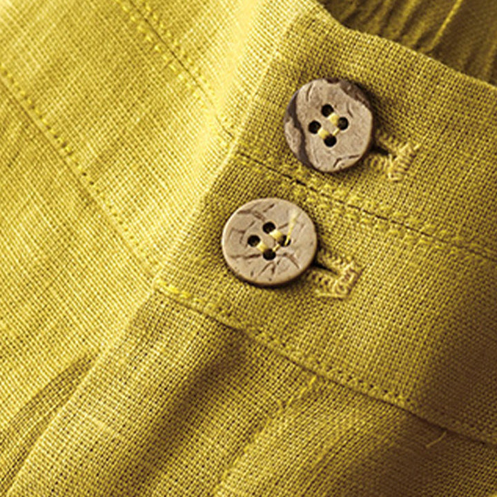 Pantalon large en lin pour femme, style décontracté et simple, avec poches zippées, motif Buddha Stones , été - image 53