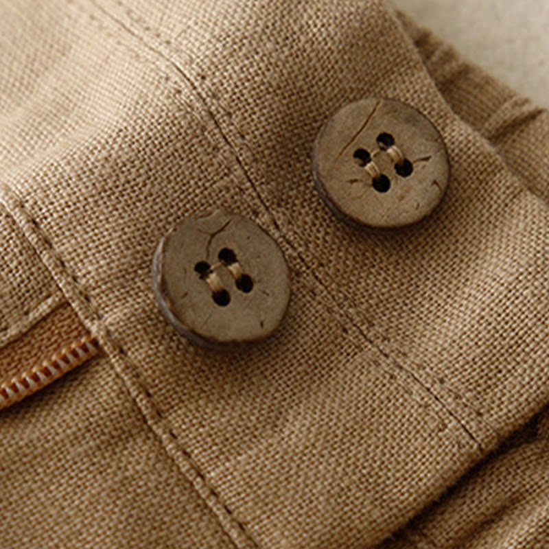 Pantalon large en lin pour femme, style décontracté et simple, avec poches zippées, motif Buddha Stones , été - image 40