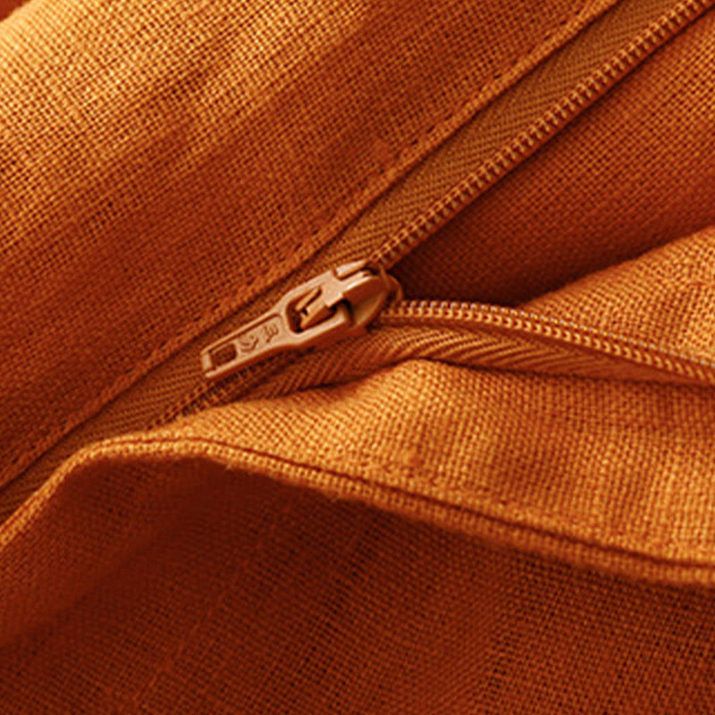 Pantalon large en lin pour femme, style décontracté et simple, avec poches zippées, motif Buddha Stones , été - image 25