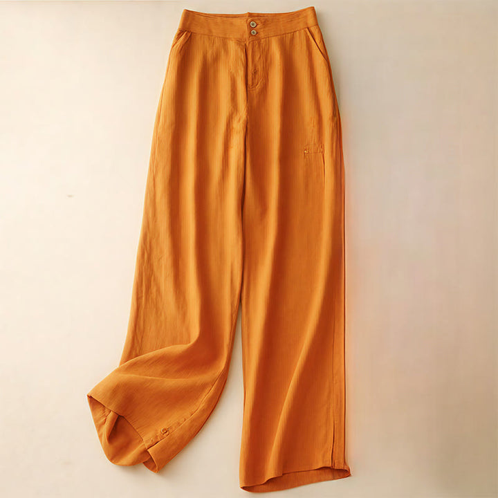 Pantalon large en lin pour femme, style été décontracté, avec fermeture éclair et poches , Buddha Stones - Orange foncé - US8-10，UK/AU12-14，EU40-42 (2XL) - image 21