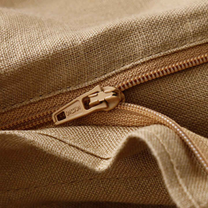 Pantalon large en lin pour femme, style décontracté et simple, avec poches zippées, motif Buddha Stones , été - image 42