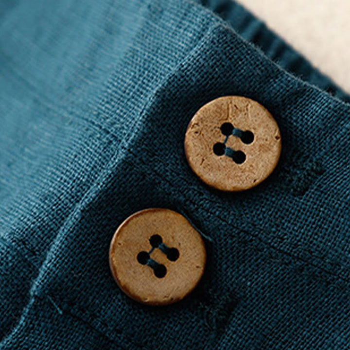 Pantalon large en lin pour femme, style décontracté et simple, avec poches zippées, motif Buddha Stones , été - image 3