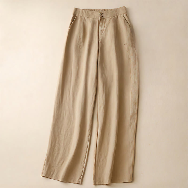 Pantalon large en lin pour femme, style été décontracté, avec fermeture éclair et poches , Buddha Stones - Jaune d'or pâle - US8-10，UK/AU12-14，EU40-42 (2XL) - image 36