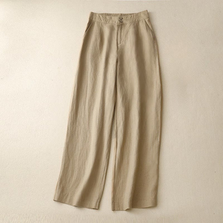 Pantalon large en lin pour femme, style décontracté et simple, avec poches zippées, motif Buddha Stones , été - image 38