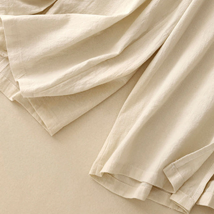 Pantalon large en coton et lin pour femme, Buddha Stones et simple, avec cordon de serrage et poches - image 12