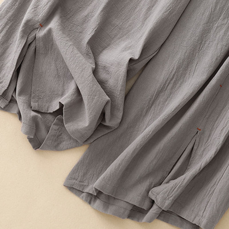 Pantalon large en coton et lin pour femme, Buddha Stones et simple, avec cordon de serrage et poches - image 19