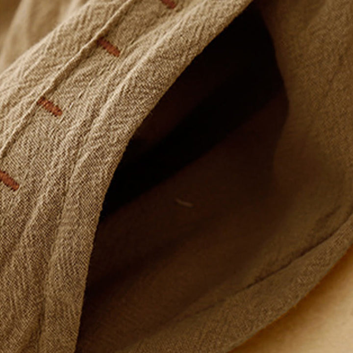 Pantalon large en coton et lin pour femme, Buddha Stones et simple, avec cordon de serrage et poches - image 3