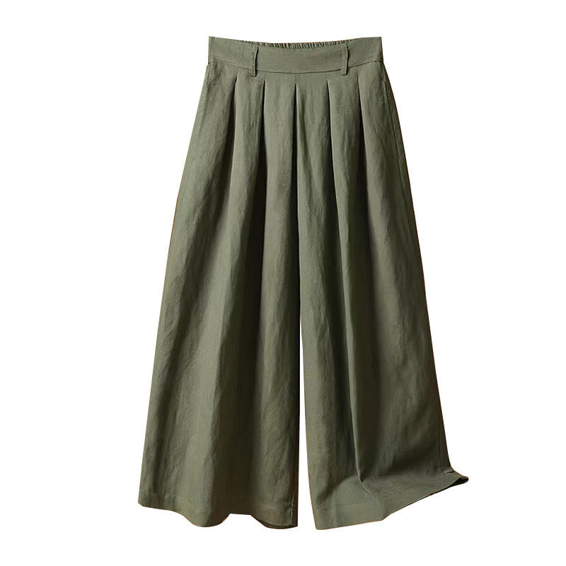 Pantalon large décontracté d'été en coton et lin pour femme, couleur pure, longueur 7-8, Buddha Stones - image 8