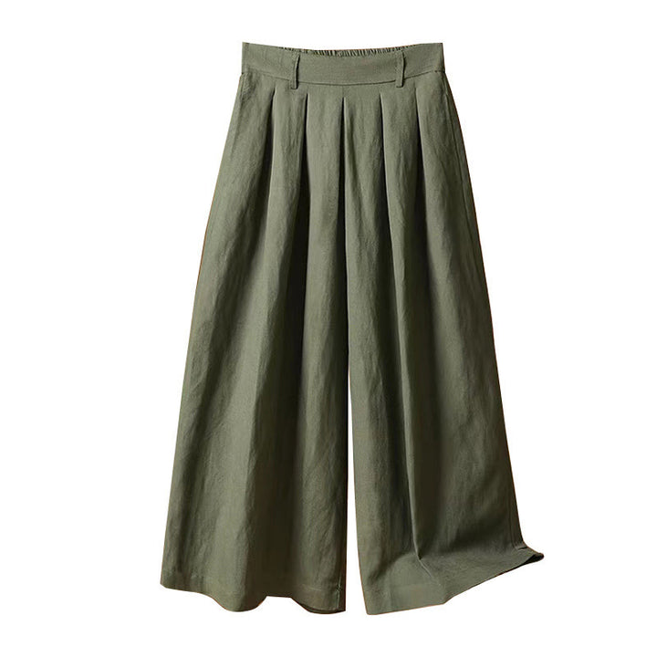 Pantalon large décontracté d'été en coton et lin pour femme, couleur pure, longueur 7-8, Buddha Stones - image 8