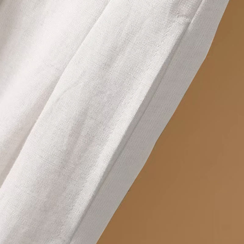 Pantalon large décontracté d'été en coton et lin pour femme, couleur pure, longueur 7-8, Buddha Stones - image 11