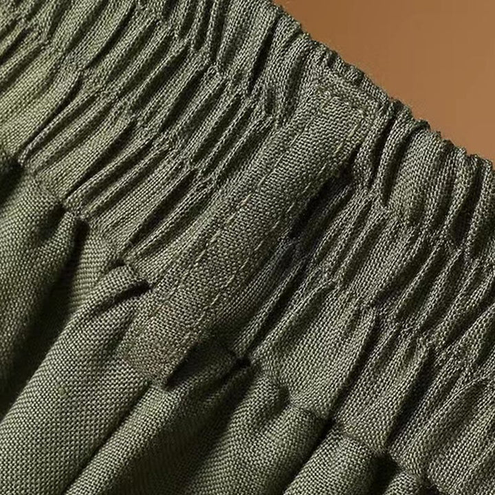 Pantalon large décontracté d'été en coton et lin pour femme, couleur pure, longueur 7-8, Buddha Stones - image 4