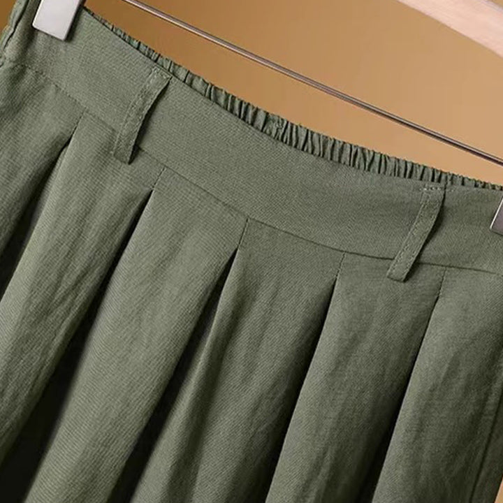 Pantalon large décontracté d'été en coton et lin pour femme, couleur pure, longueur 7-8, Buddha Stones - image 1