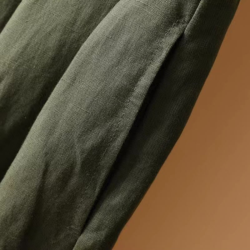 Pantalon large décontracté d'été en coton et lin pour femme, couleur pure, longueur 7-8, Buddha Stones - image 5