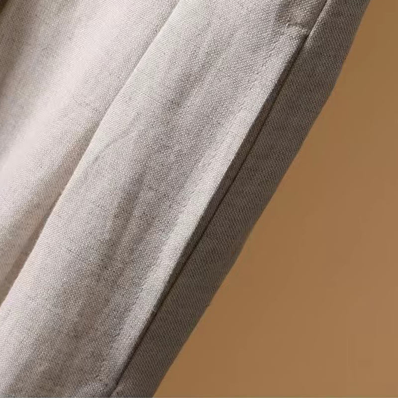 Pantalon large décontracté d'été en coton et lin pour femme, couleur pure, longueur 7-8, Buddha Stones - image 22