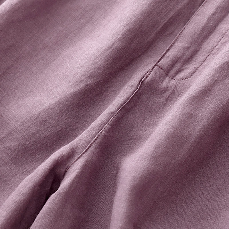 Short d'été décontracté en coton et lin avec broderie florale et boutons, style Buddha Stones, avec poches - image 10