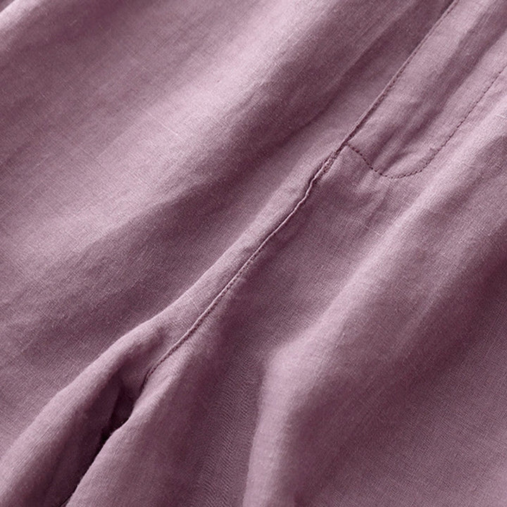 Short d'été décontracté en coton et lin avec broderie florale et boutons, style Buddha Stones, avec poches - image 10