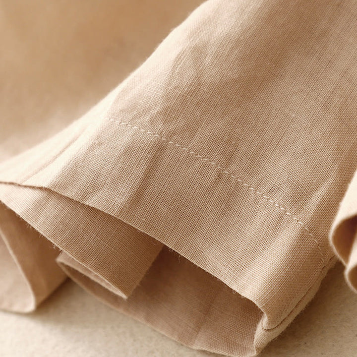 Short d'été décontracté en coton et lin avec broderie florale et boutons, style Buddha Stones, avec poches - image 24