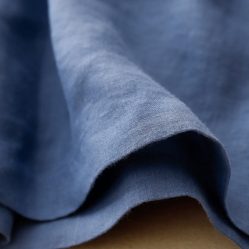 Short d'été décontracté en coton et lin avec broderie florale et boutons, style Buddha Stones, avec poches - image 2