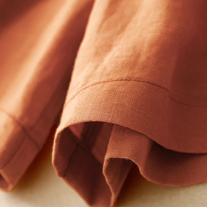 Short d'été décontracté en coton et lin avec broderie florale et boutons, style Buddha Stones, avec poches - image 13