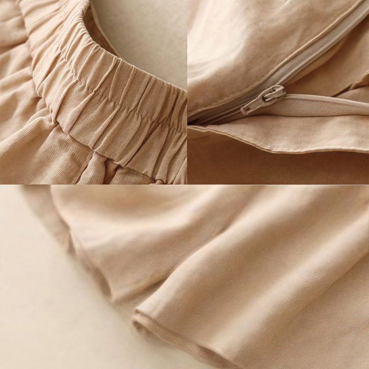 Short d'été décontracté pour femme en polyester avec broderie florale, plissé, fermeture éclair et boutons, orné de Buddha Stones et doté de poches. - image 26