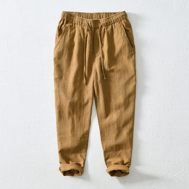 Pantalon décontracté d'été en lin ramie avec cordon de serrage et poches pour homme Buddha Stones - Pérou - US/UK/AU44，EU54 (4XL) - image 21