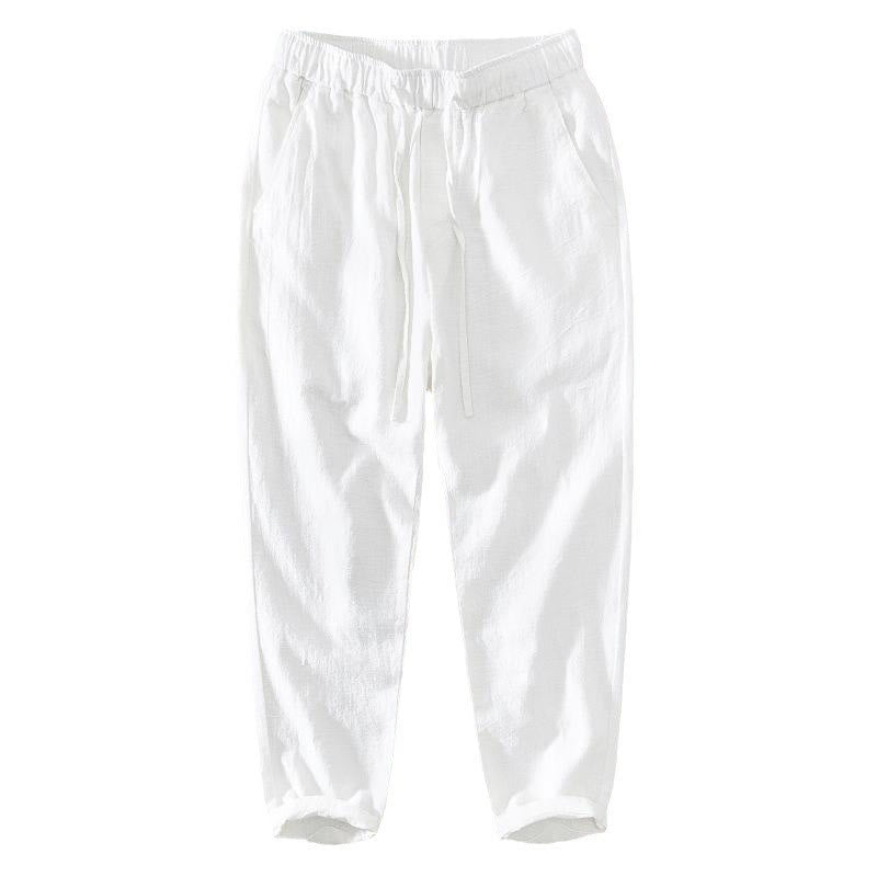 Pantalon décontracté d'été en lin ramie avec cordon de serrage et poches pour homme Buddha Stones - image 9