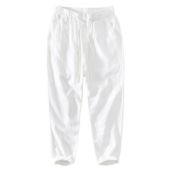 Pantalon décontracté d'été en lin ramie avec cordon de serrage et poches pour homme Buddha Stones - image 9