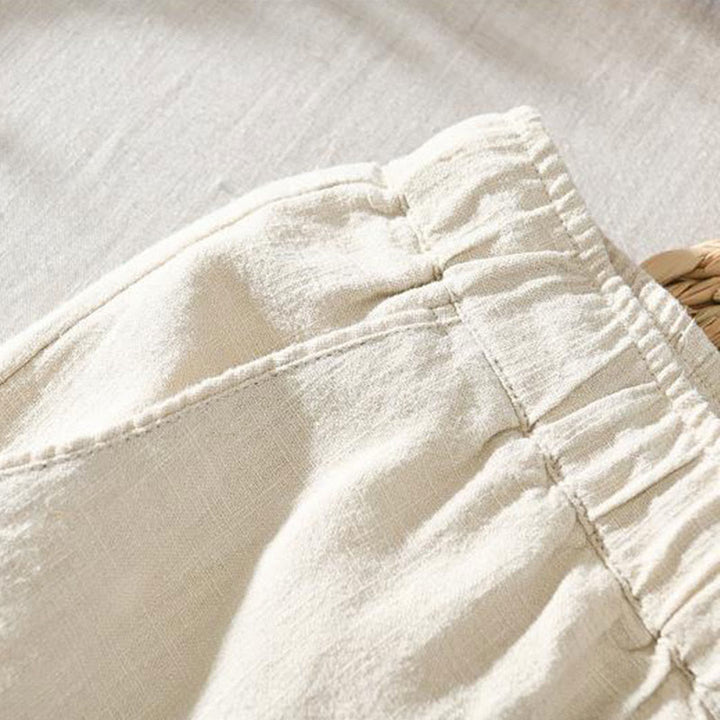 Pantalon décontracté d'été en lin ramie avec cordon de serrage et poches pour homme Buddha Stones - image 18