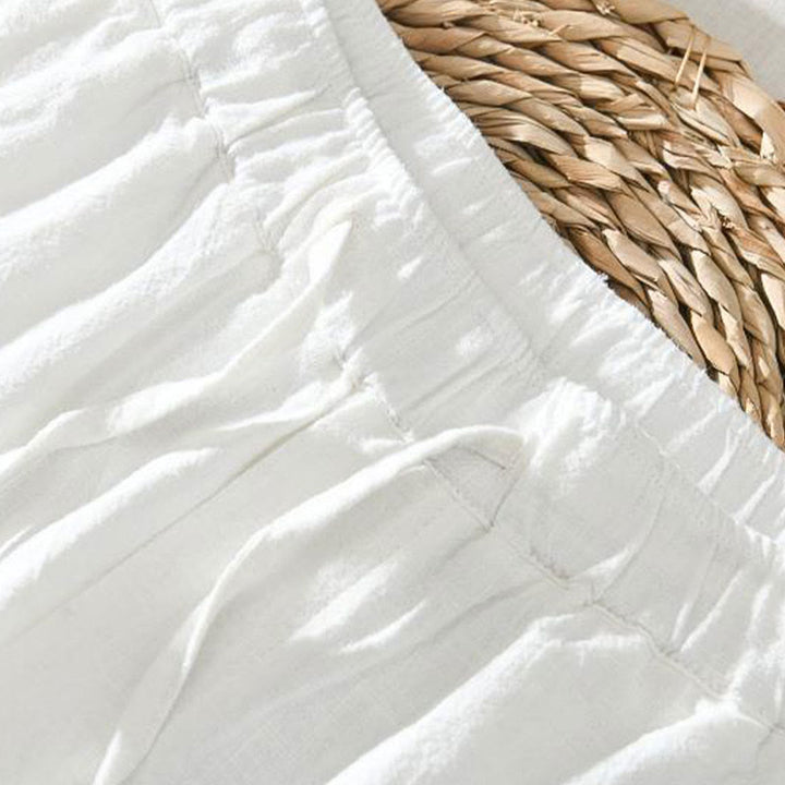 Pantalon décontracté d'été en lin ramie avec cordon de serrage et poches pour homme Buddha Stones - image 4