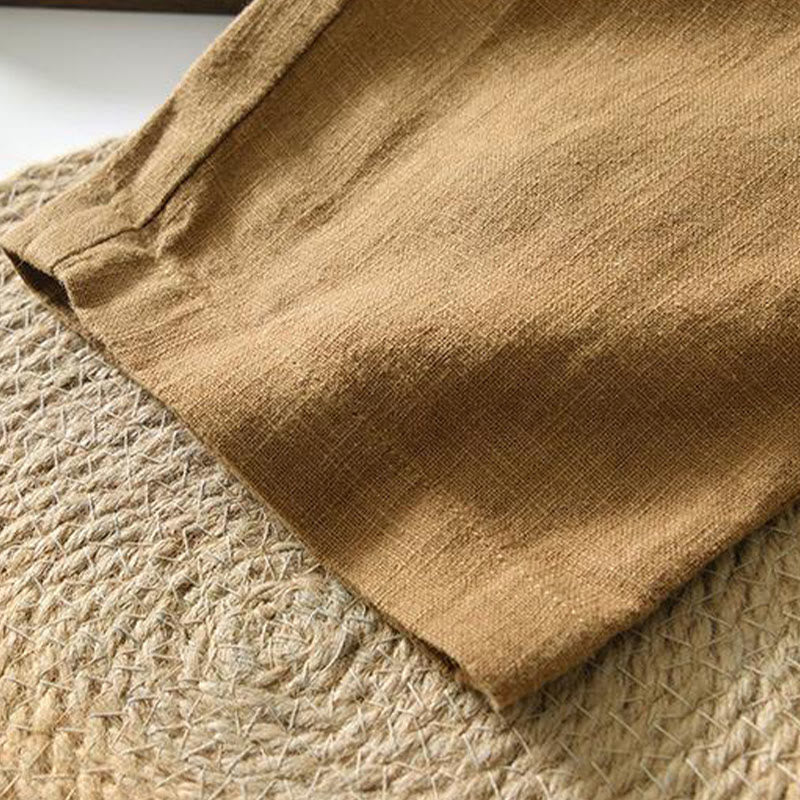 Pantalon décontracté d'été en lin ramie avec cordon de serrage et poches pour homme Buddha Stones - image 23