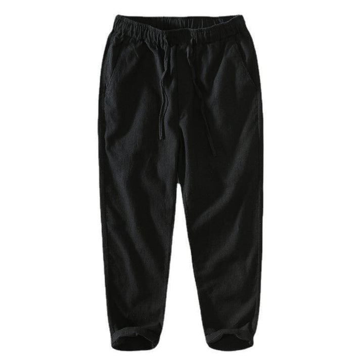Pantalon décontracté d'été en lin ramie avec cordon de serrage et poches pour homme Buddha Stones - image 13