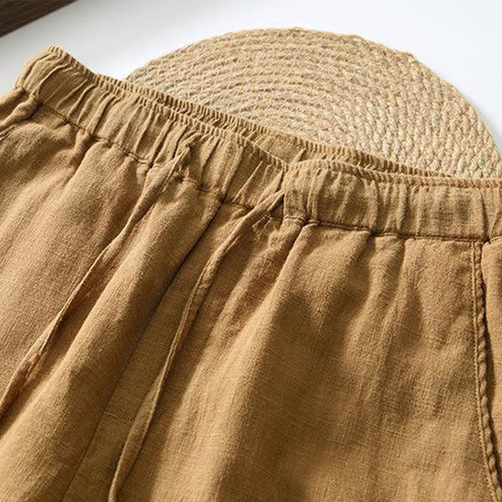 Pantalon décontracté d'été en lin ramie avec cordon de serrage et poches pour homme Buddha Stones - image 22