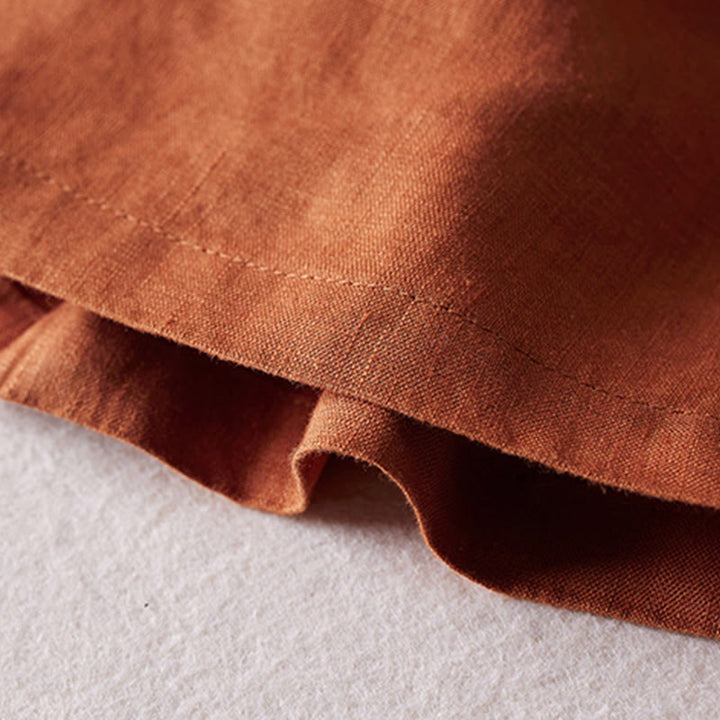 Short d'été en coton et lin pour femme avec poches et motif simple et froissé Buddha Stones - image 6