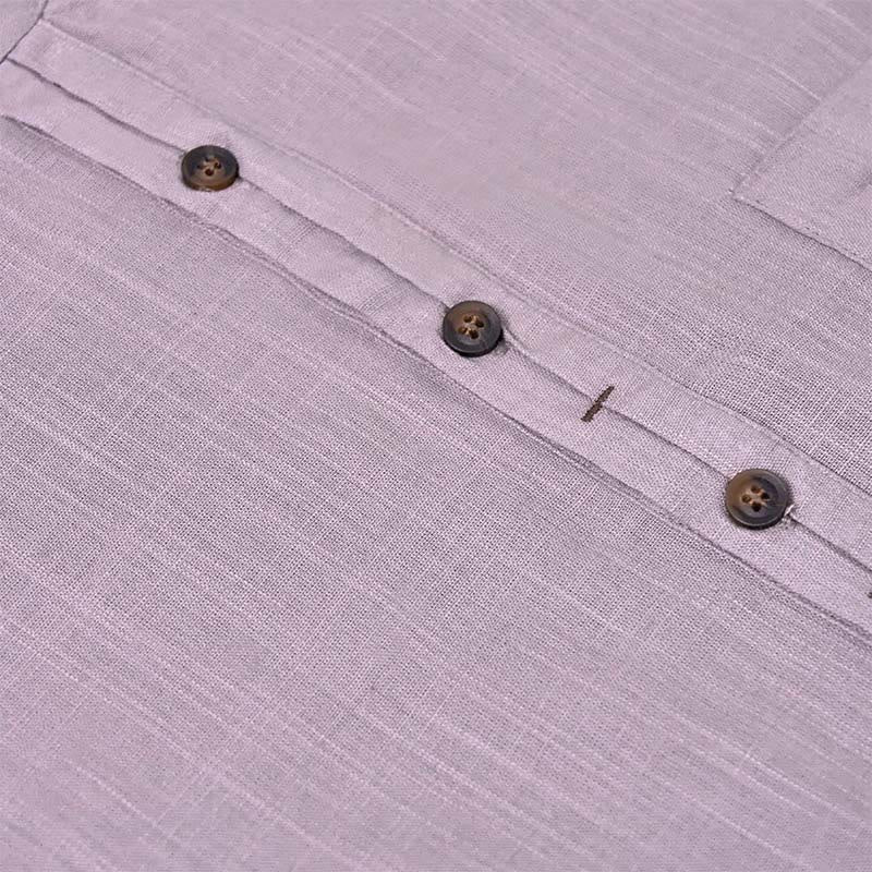 Chemise d'été en coton et lin à manches courtes et demi-boutons pour homme, couleur unie, motif Buddha Stones