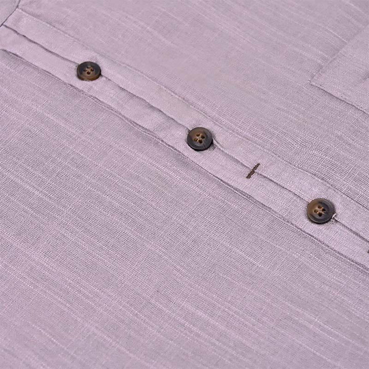 Chemise d'été en coton et lin à manches courtes et demi-boutons pour homme, couleur unie, motif Buddha Stones